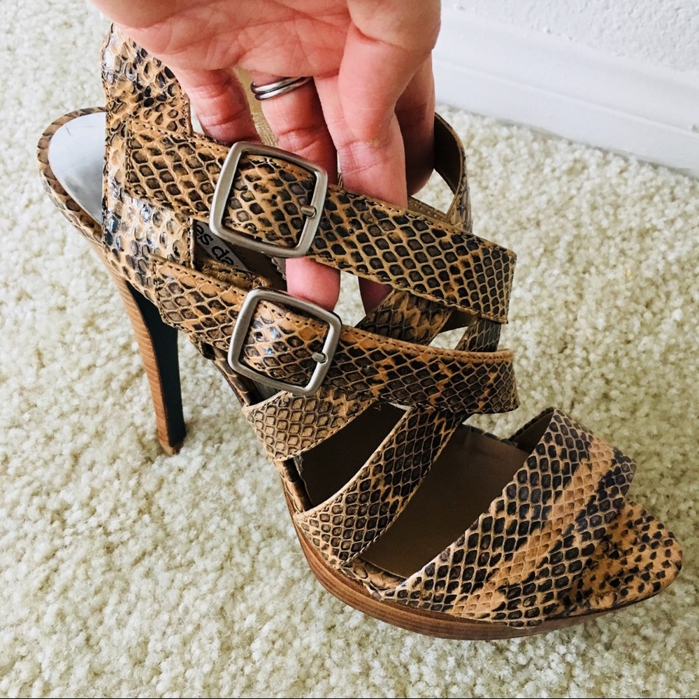 Charles David Double Buckle Python Heels - image 7